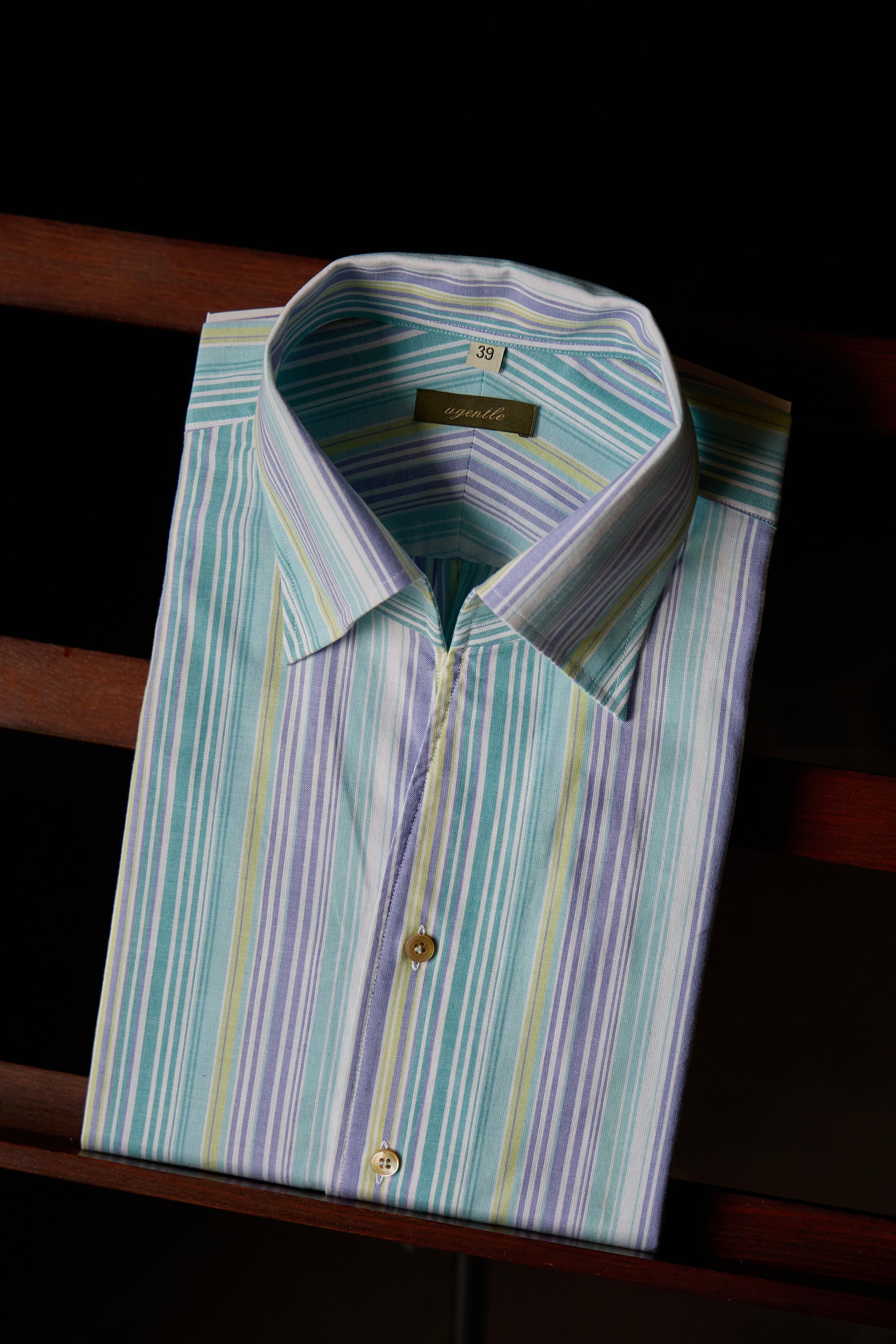 Ugentle One-piece Collar Shirt — Santorini Turquoise stripe
