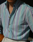 Ugentle One-piece Collar Shirt — Santorini Turquoise stripe