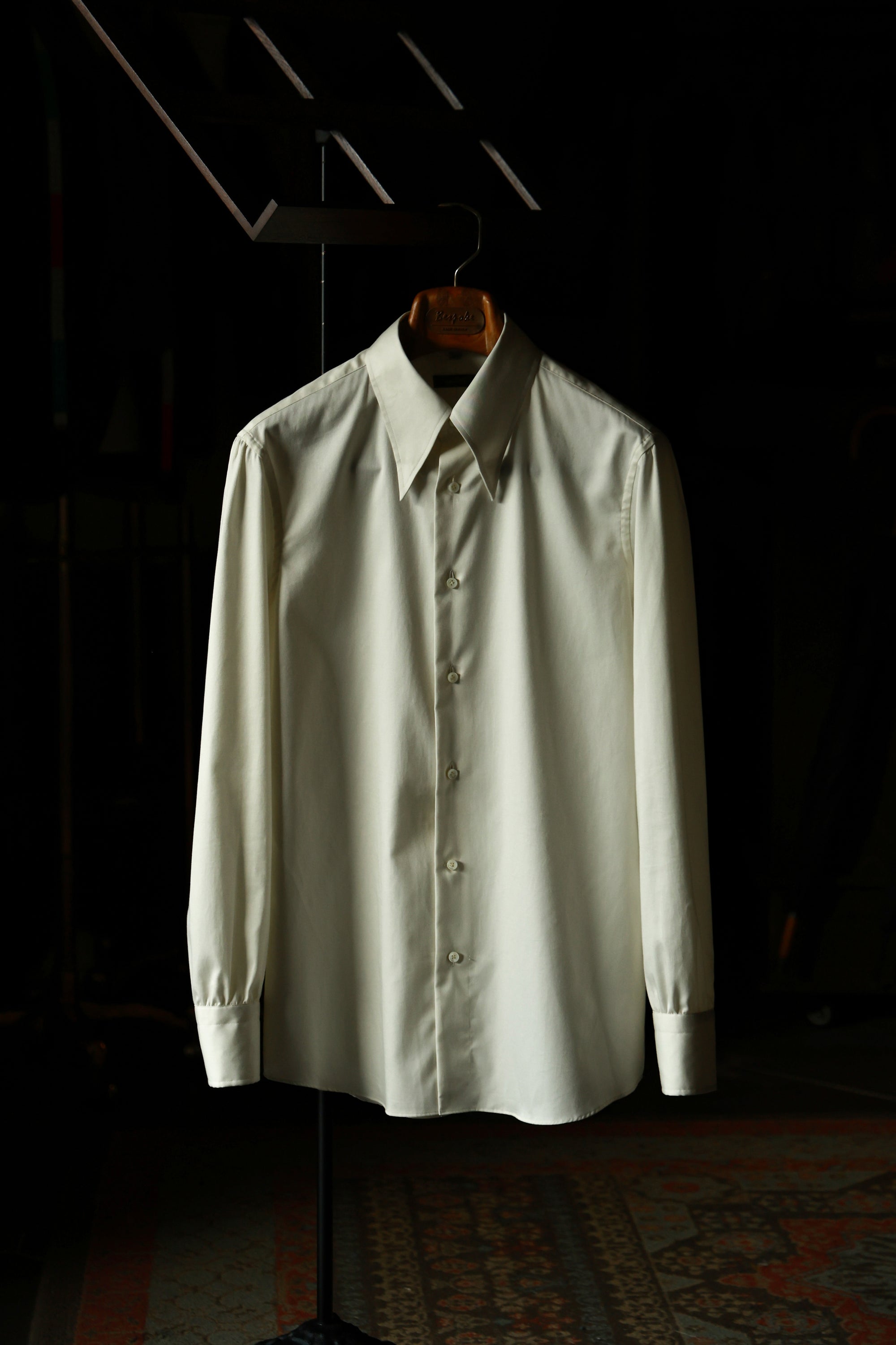 Ugentle Long Point Collar Shirt — Pearl White