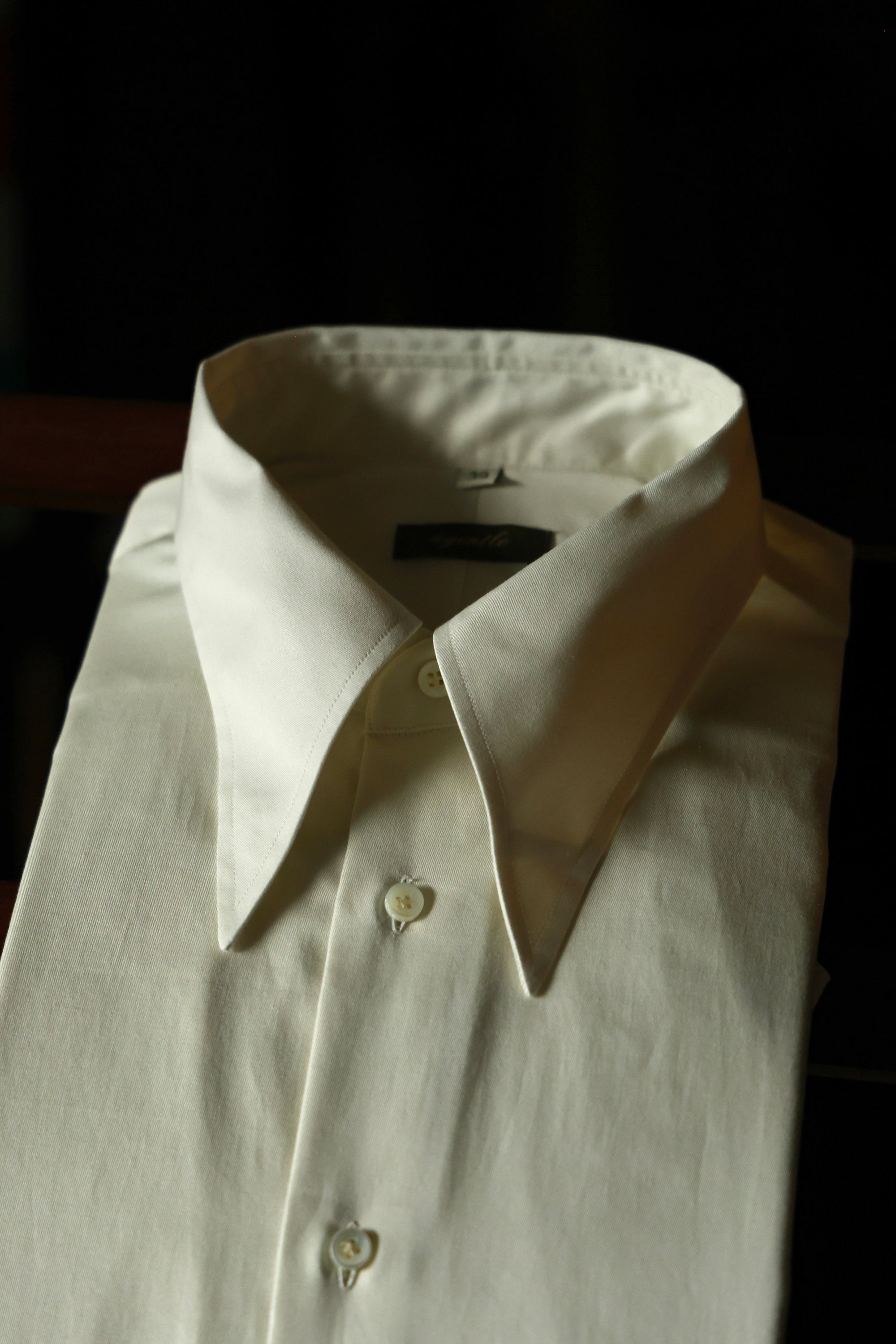 Ugentle Long Point Collar Shirt — Pearl White