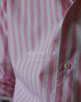 Ugentle Spread Collar Shirt — Pink wide stripe